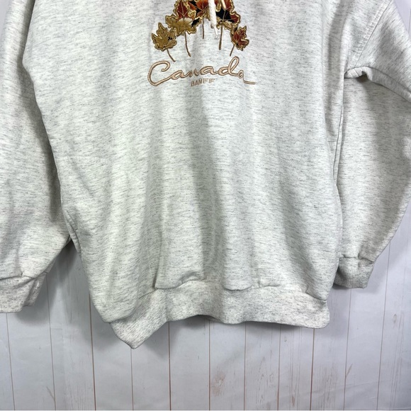 Vintage Cityscape Gray Maple Leaf Print Canada Mock Neck Sweater Size M - Picture 5 of 12